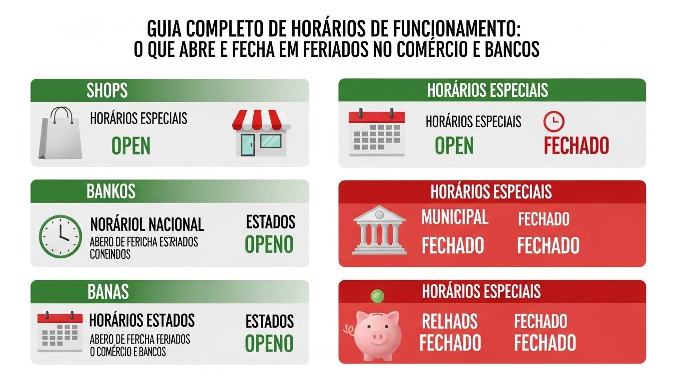 Guia Completo de Horários: O Que Abre e O Que Fecha no Feriado para Comércio e Bancos
