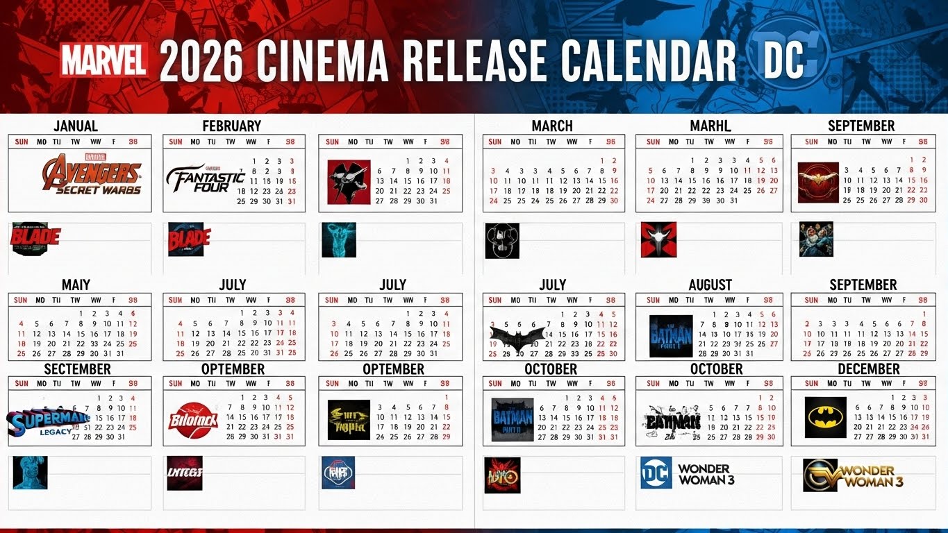 Calendário de Estreias da Marvel e DC em 2026: Datas de Lançamento no Cinema