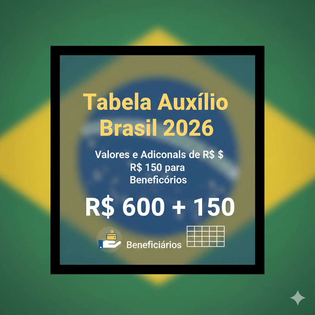 Tabela Auxílio Brasil 2026: Valores e Adicionais de R$ 150 para Beneficiários