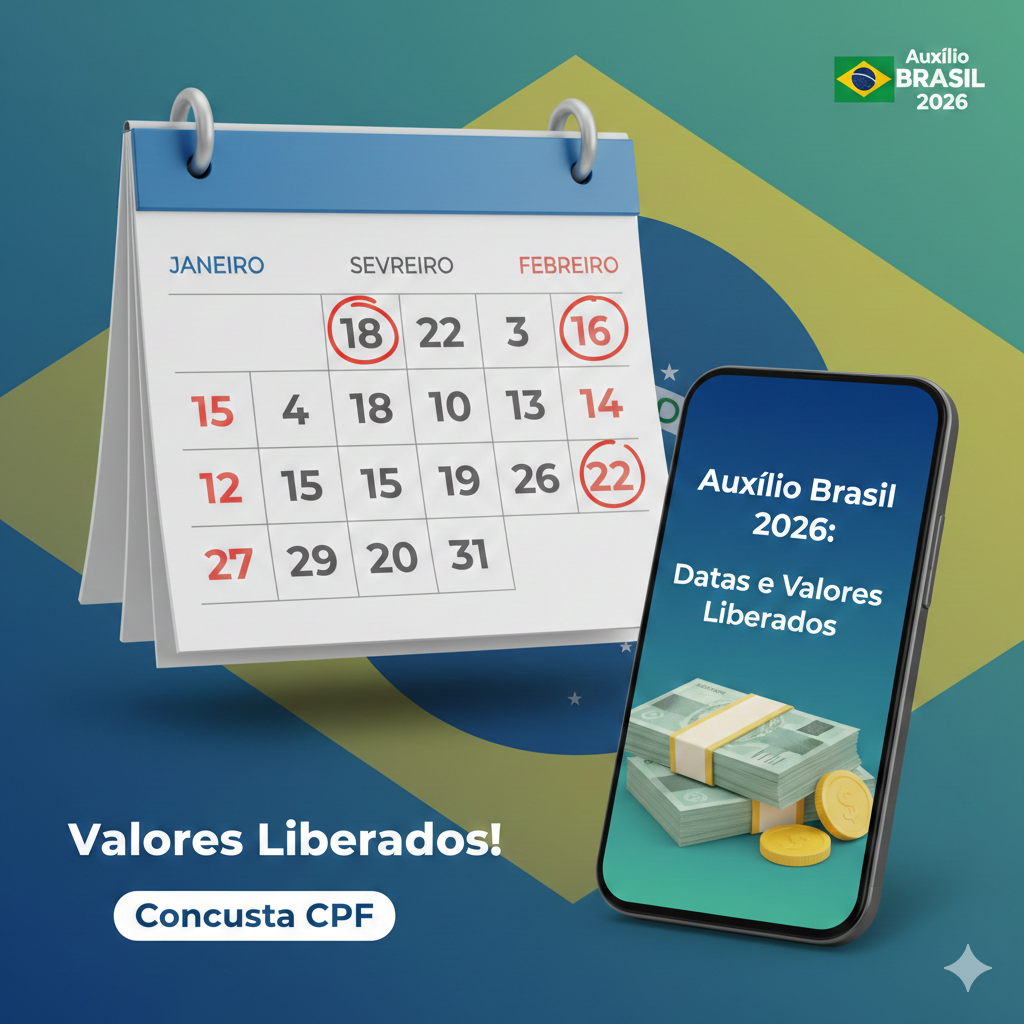 Auxílio Brasil 2026: Datas e Valores Liberados em Janeiro e Fevereiro