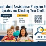 Imagem do programa Bolsa Alimentação Escolar 2026, mostrando crianças sorrindo em uma refeição escolar com informações sobre atualizações e verificação de crédito.